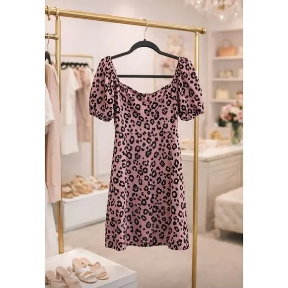 Re:named Purplr Black Leopard Pattern Mini Dress S - Picture 3 of 3